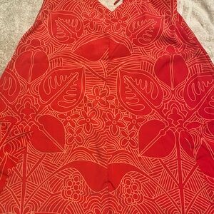 Manuhealii Red and Cream Floral Dress